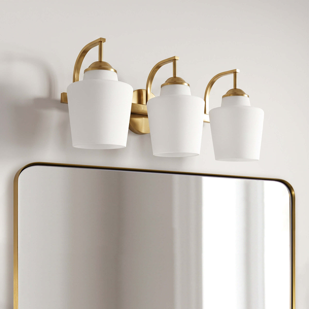 Contemporary Opal Glass Tapered Shade Bathroom Vanity Light