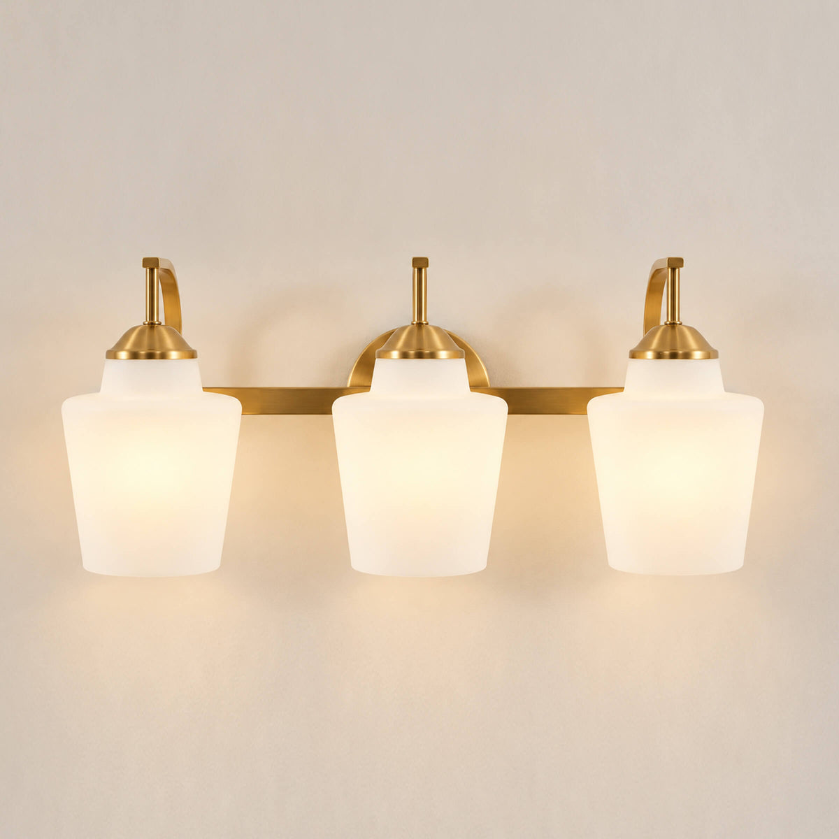 Contemporary Opal Glass Tapered Shade Bathroom Vanity Light