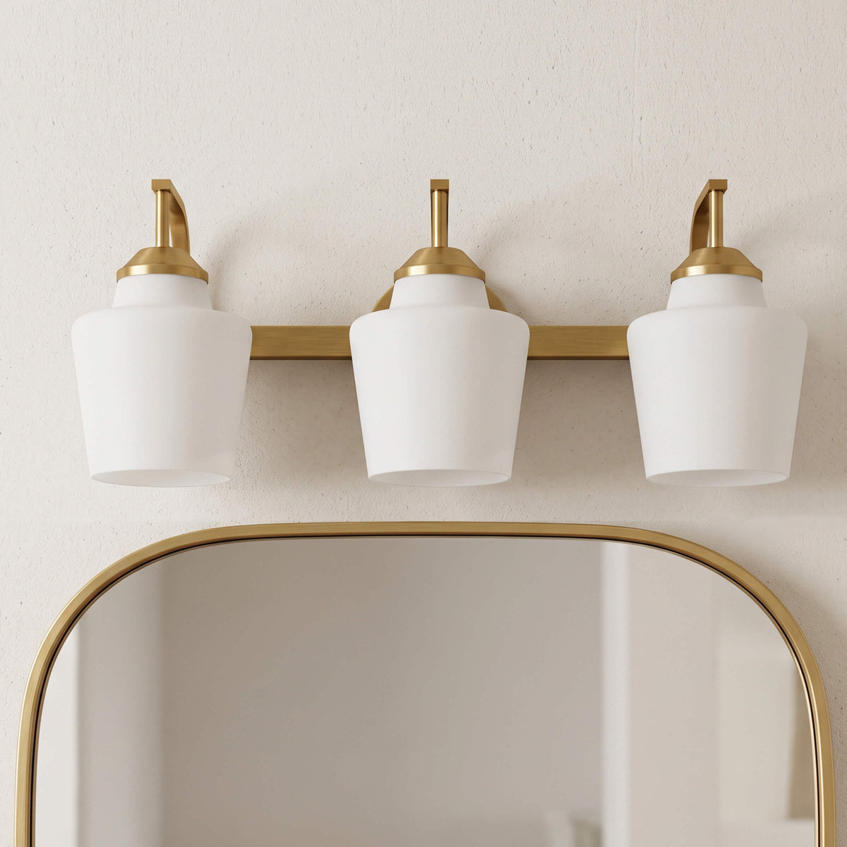 Contemporary Opal Glass Tapered Shade Bathroom Vanity Light