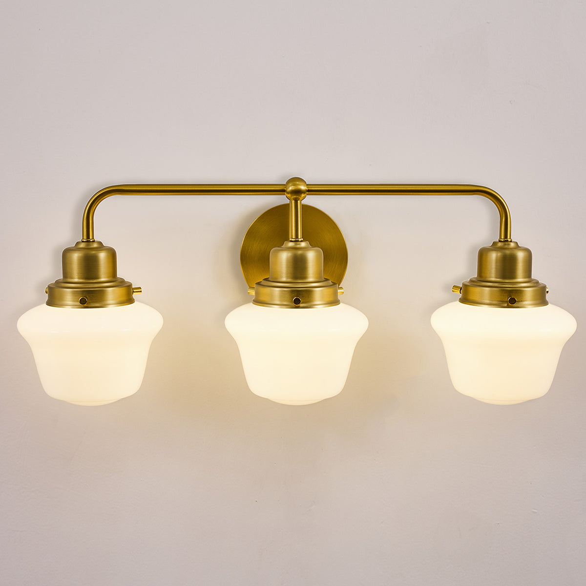 Traditional Schoolhouse Opal Glass Shade Bathroom Vanity Light