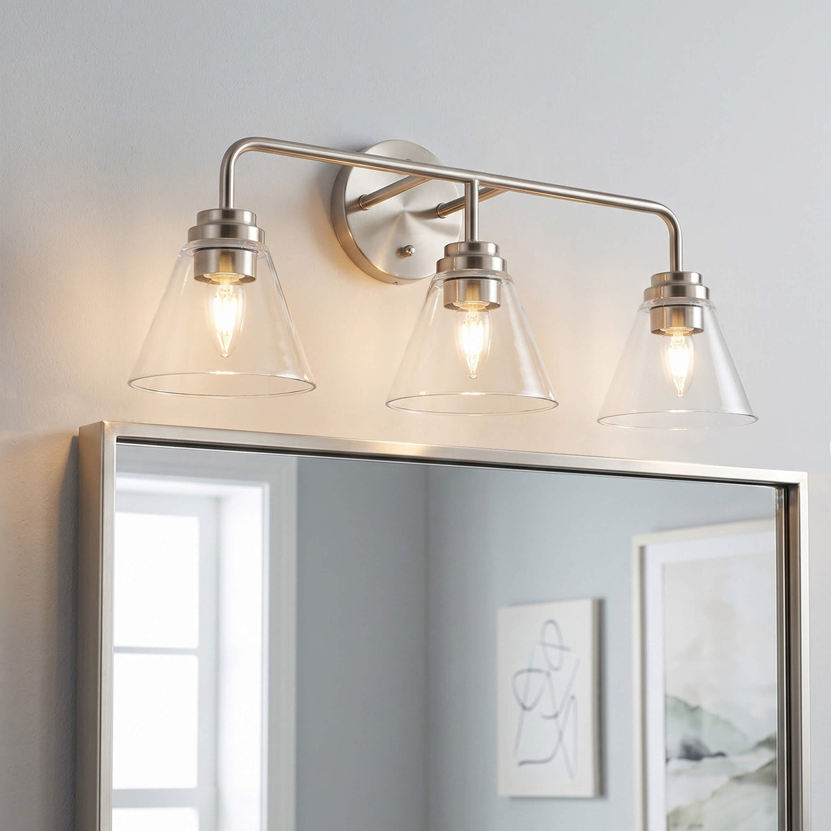 Modern Clear Cone Glass Shade Bathroom Vanity Light