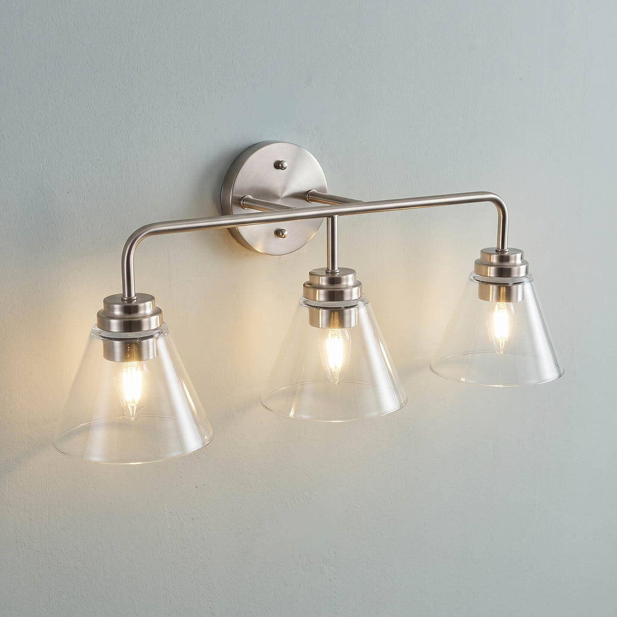 Modern Clear Cone Glass Shade Bathroom Vanity Light