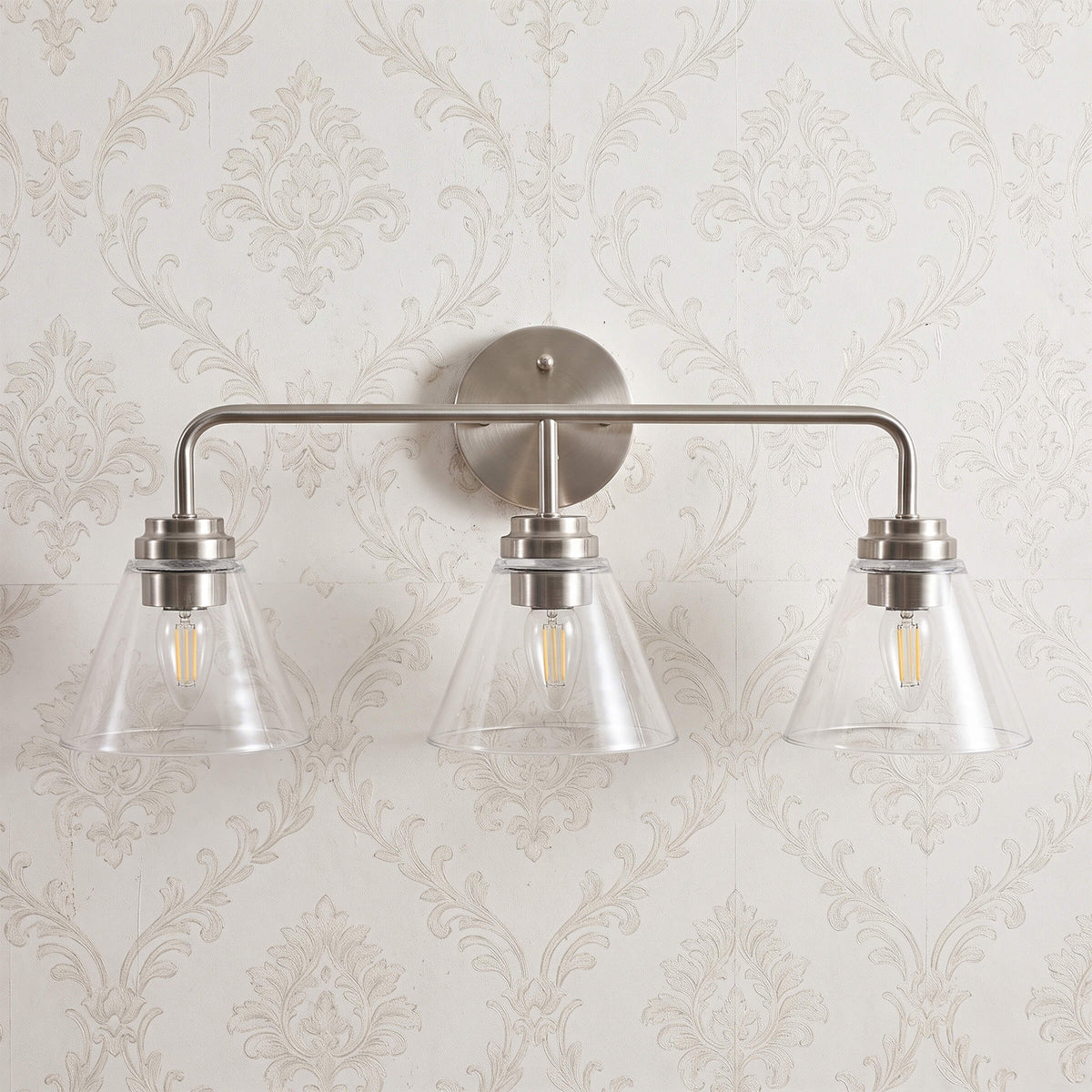 Modern Clear Cone Glass Shade Bathroom Vanity Light