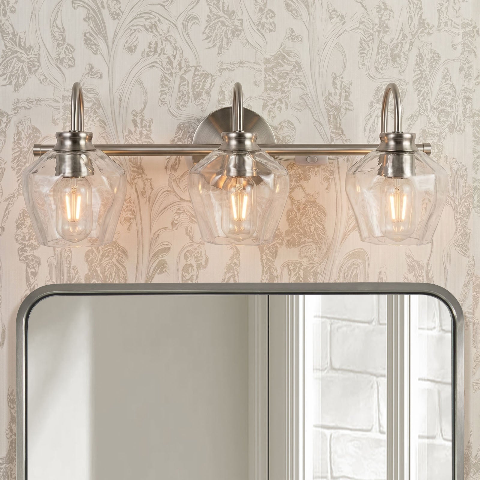 Contemporary Hammer Glass Shade Gooseneck Bathroom Wall Sconce