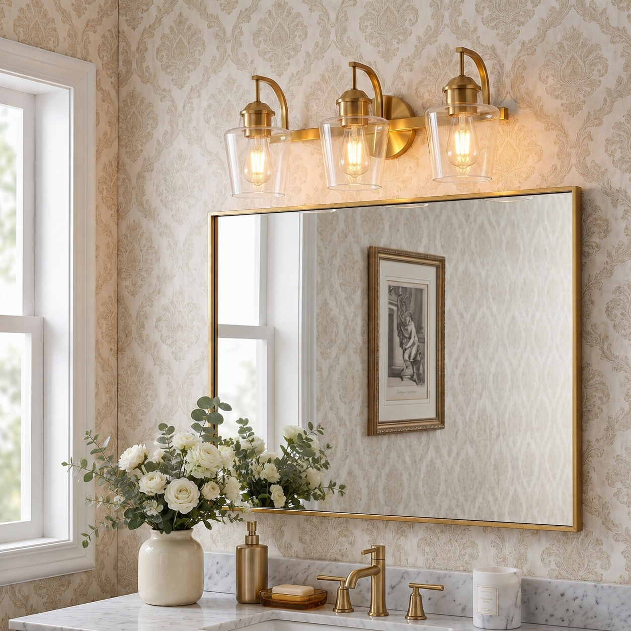 Contemporary Hand-Blown Tapered Glass Shades Bathroom Vanity Lights
