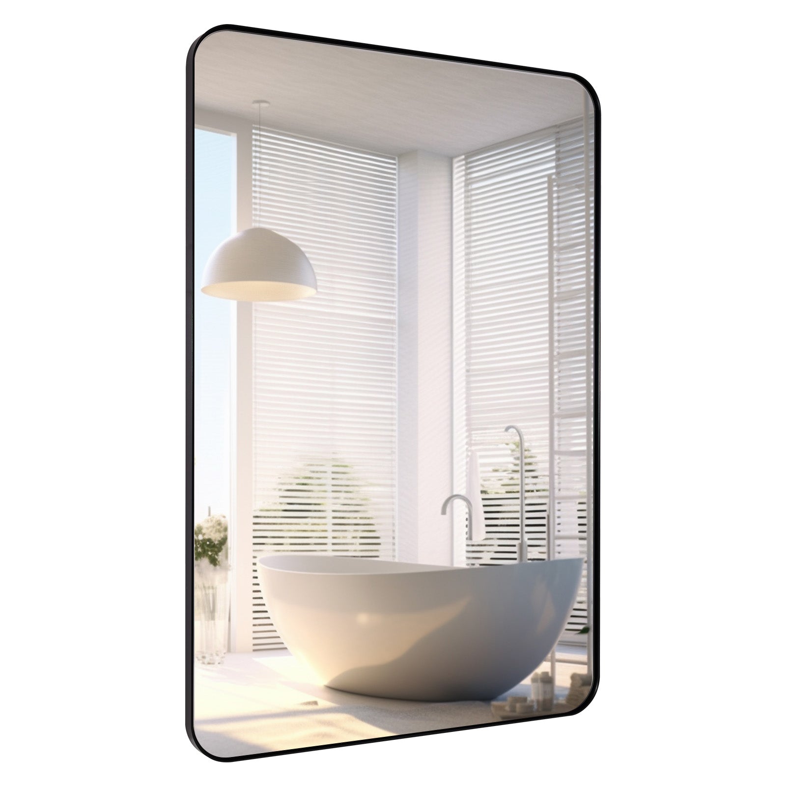 Minimalist Modern Rounded Rectangular Bathroom Mirrors