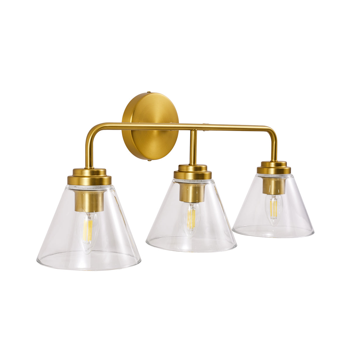 Open Box Like New:Modern Cone Clear Glass Shade Bathroom Wall Sconces