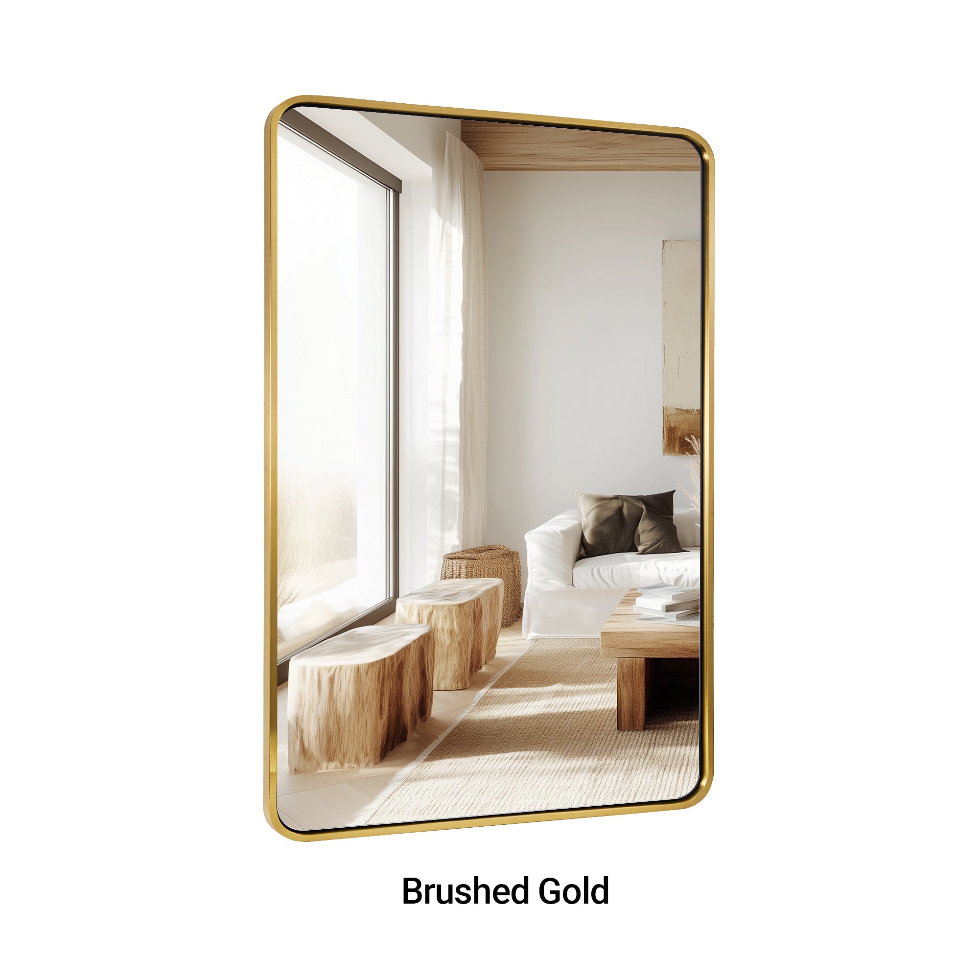 Contemporary Rounded Rectangular Bathroom Wall Mirror |Thicker Stainless Steel Framed