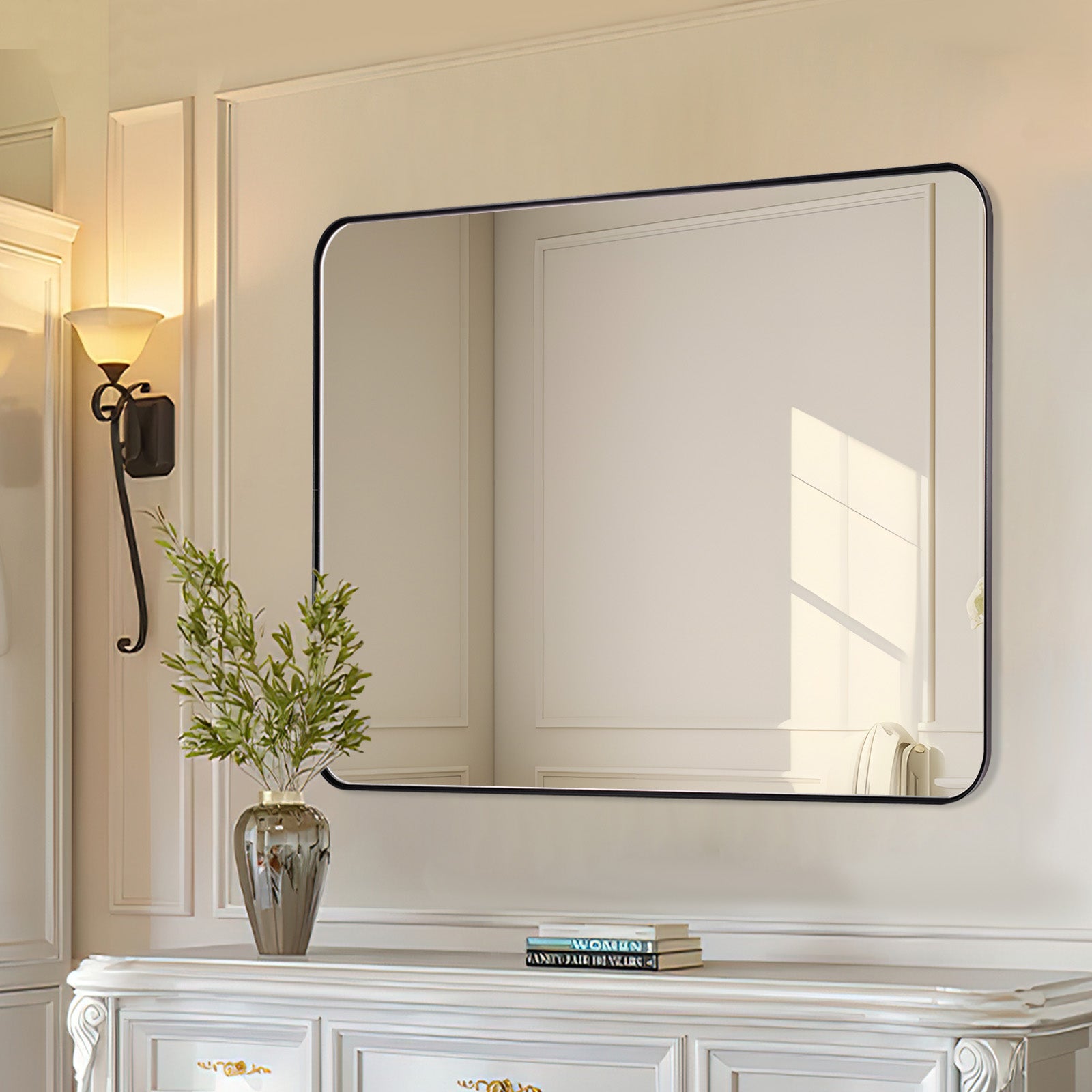 Minimalist Modern Rounded Rectangular Bathroom Mirrors