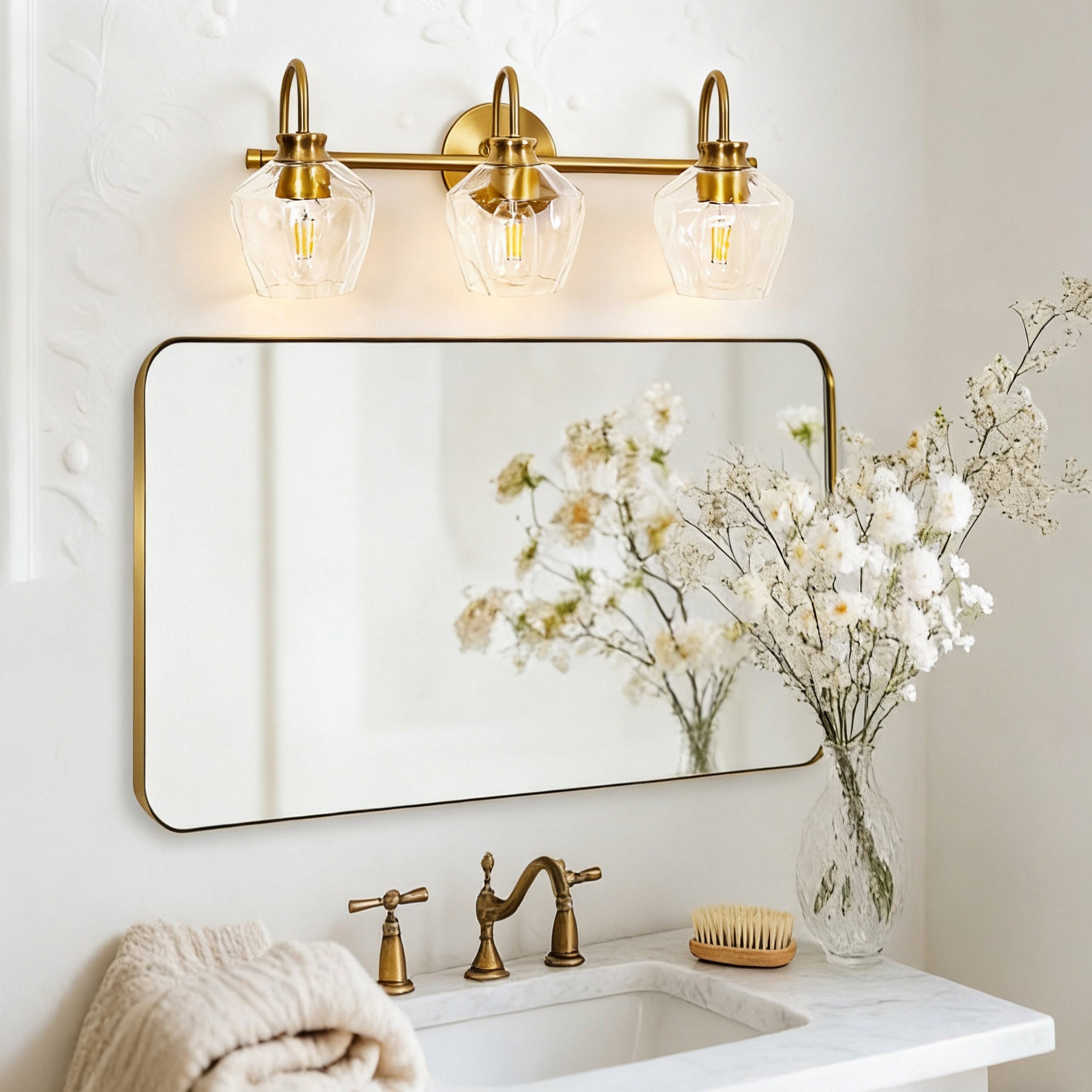 Open Box Like New : Modern Rounded Rectangle Mirror for Bathroom/ Vanity/ Wall | Stainless Steel Frame