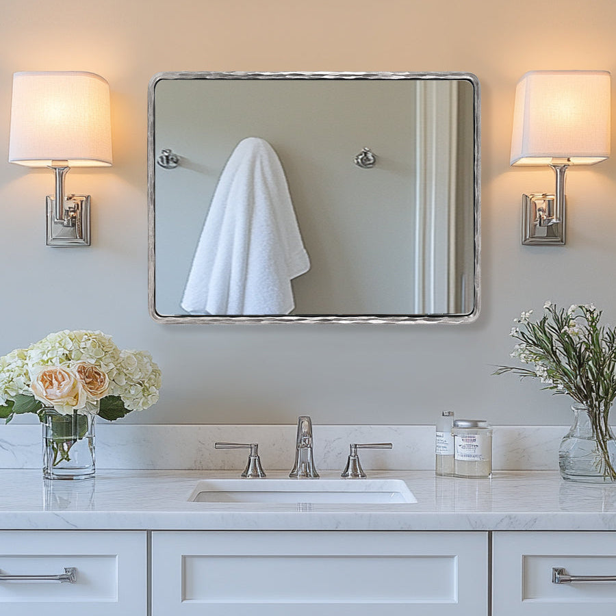 Open Box Like New: Antique Forged Iron Rectangle Wall Mirrors Wrought Iron Mirror