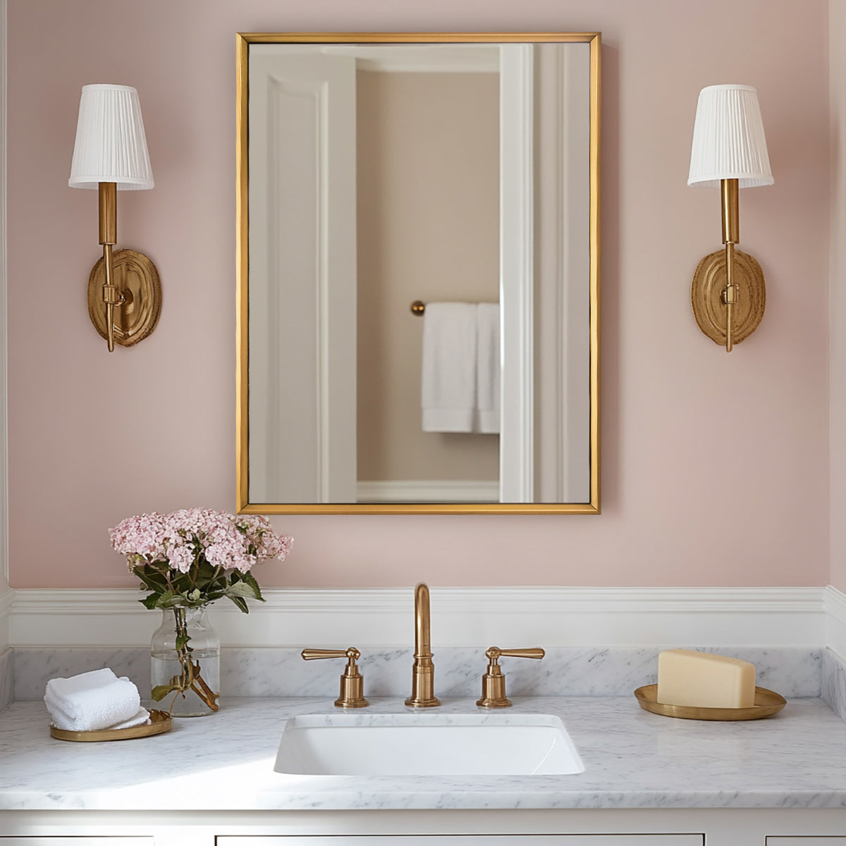 Luxury Beveled Stainless Steel Framed Rectangular Bathroom Vanity Mirror