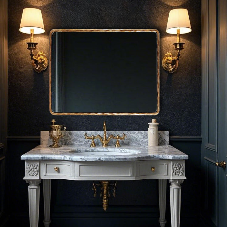 Vintage Hand Hammer Frame  Forged Iron Rectangle Wall Mirrors Wrought Iron Mirror