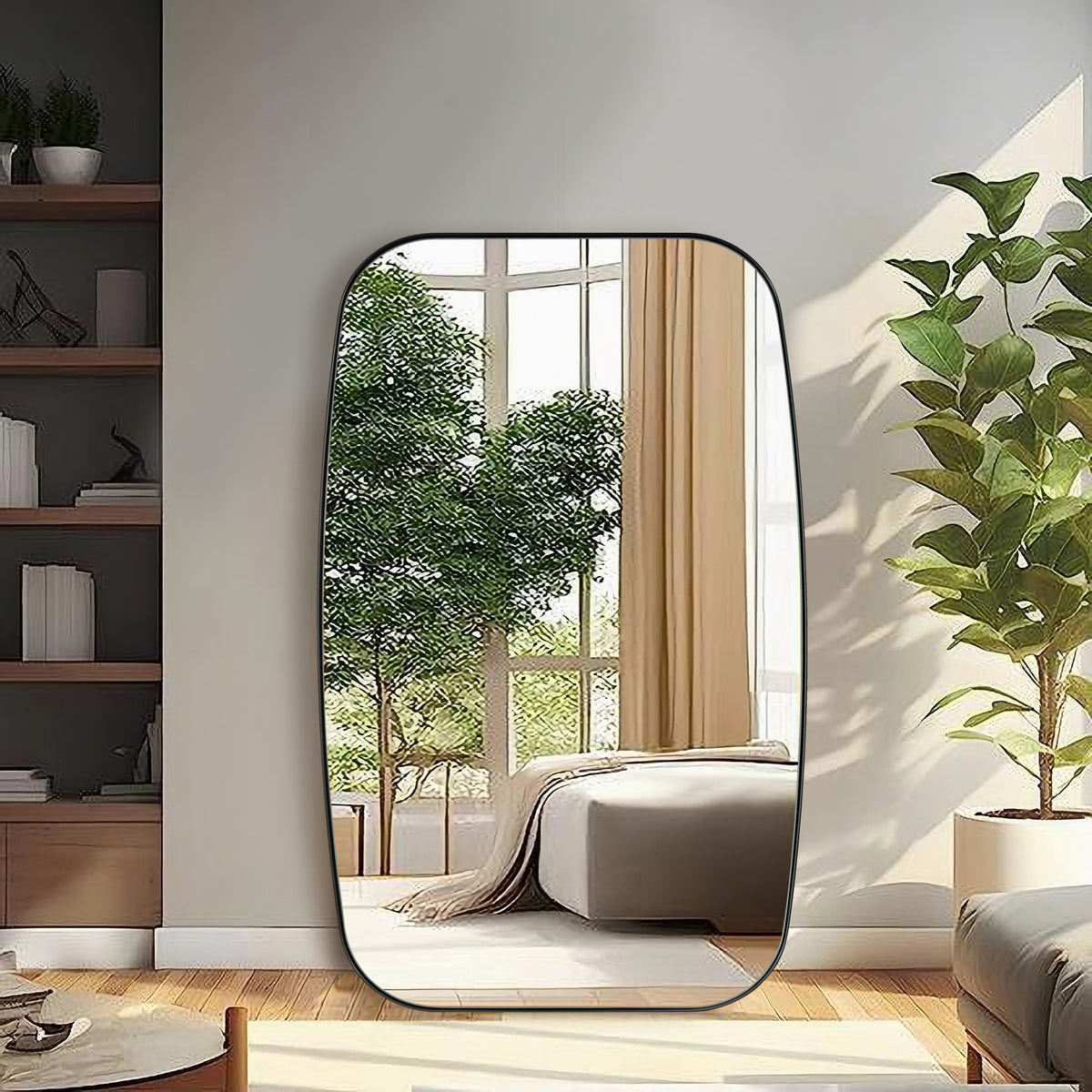 Modern Oblong Long-Oval Full Length Mirrors | Stainless Steel Frame