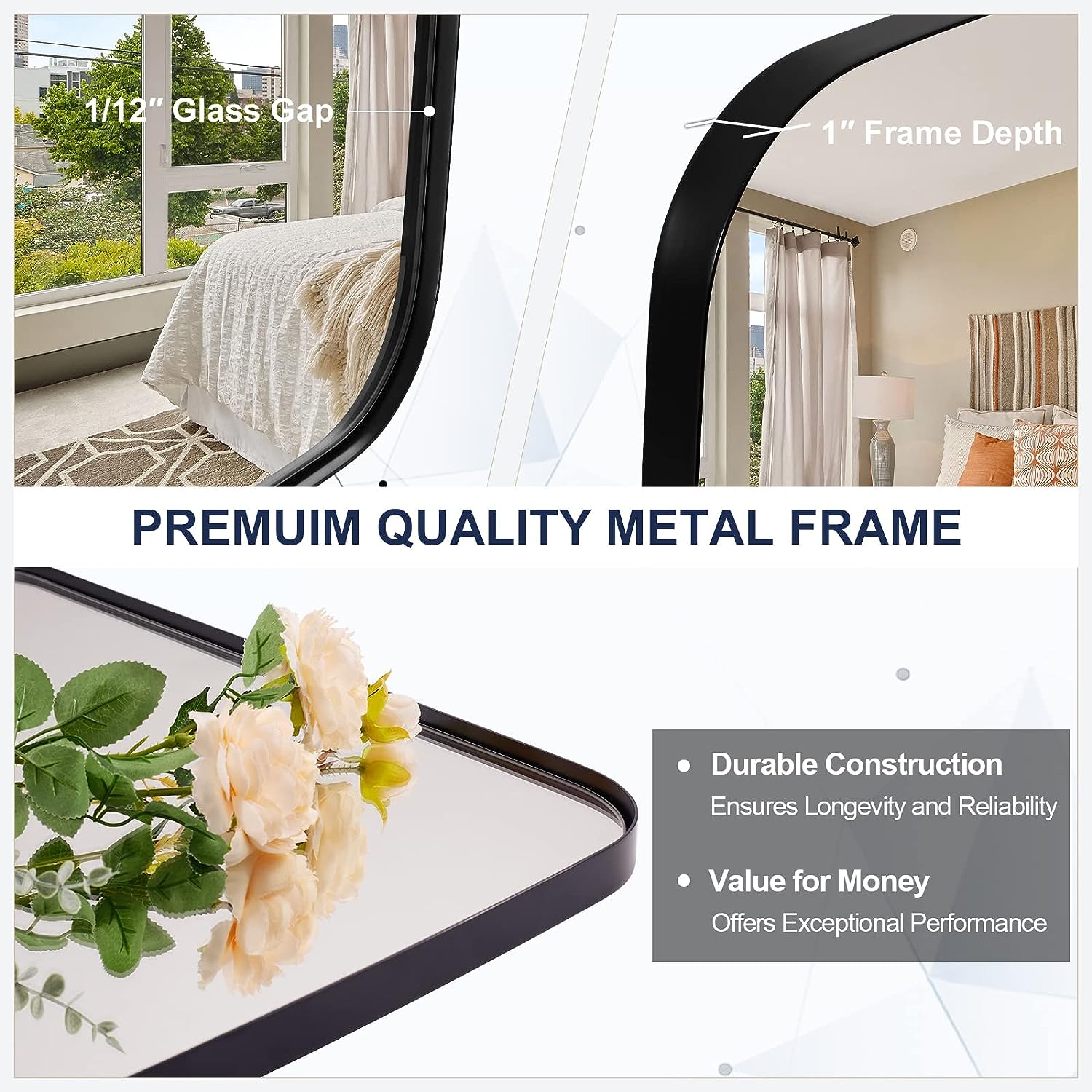 Open Box Like New:Modern Oblong Bathroom Mirror Long Oval Mirror