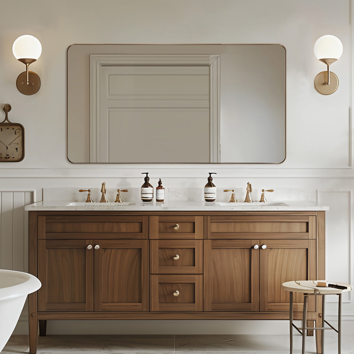 Modern Rounded Rectangular Bathroom Wall Mirrors with Aluminum Frame