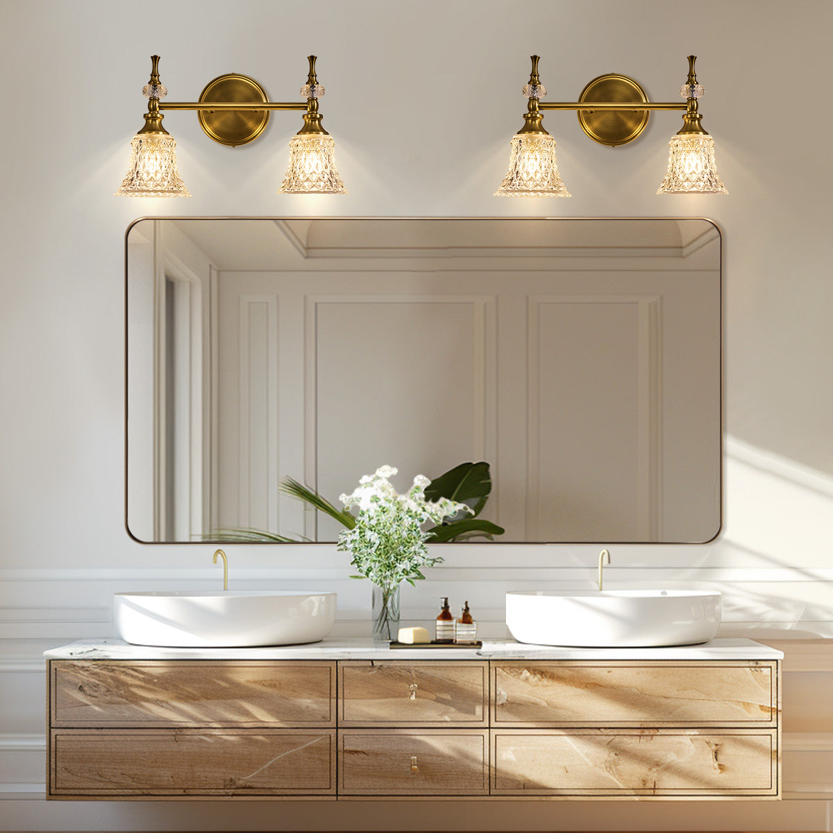 Modern Rounded Rectangular Bathroom Wall Mirrors with Aluminum Frame