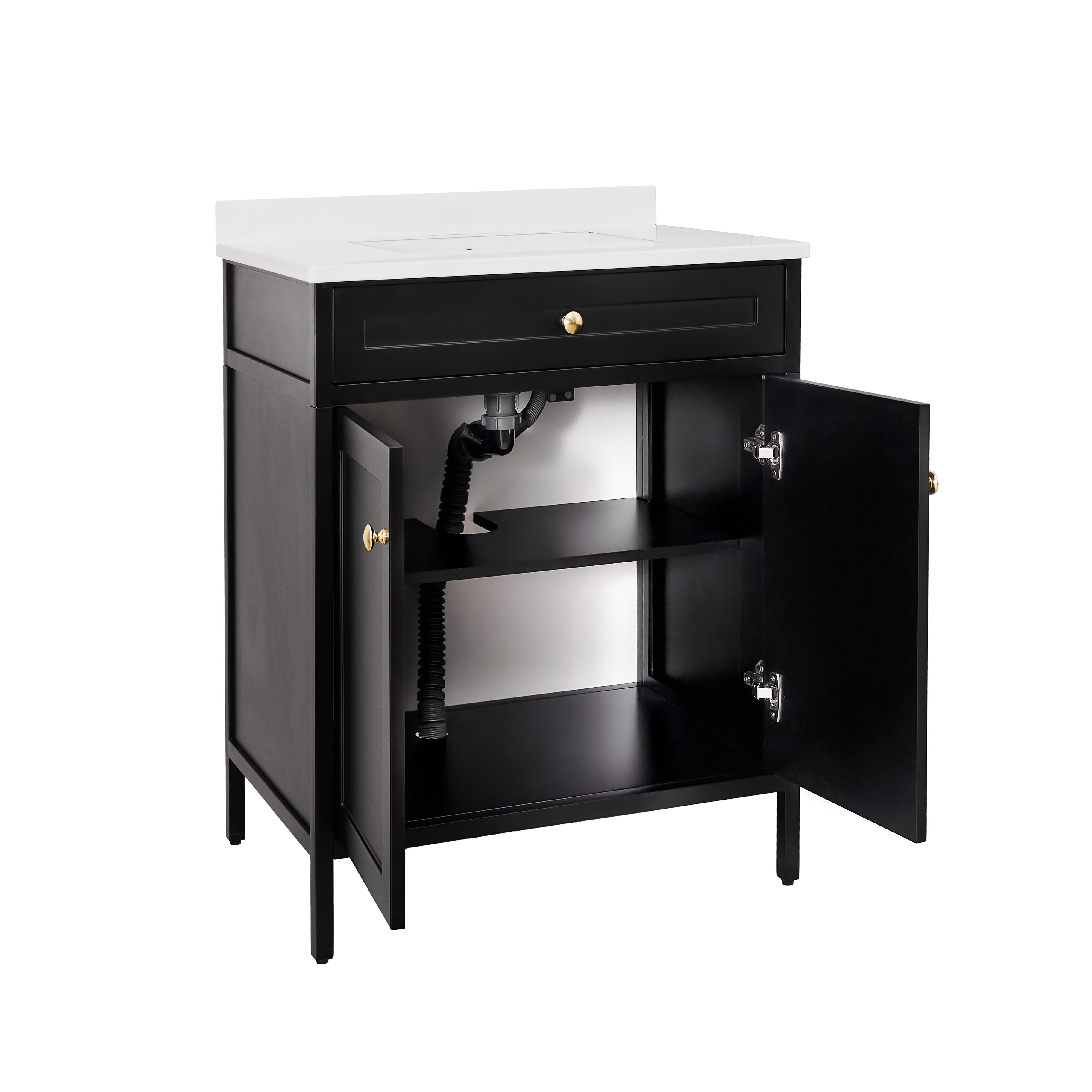 Modern Bathroom Vanity with Sink Combo, Bathroom Vanity Cabinet with 2 Doors and Shelf