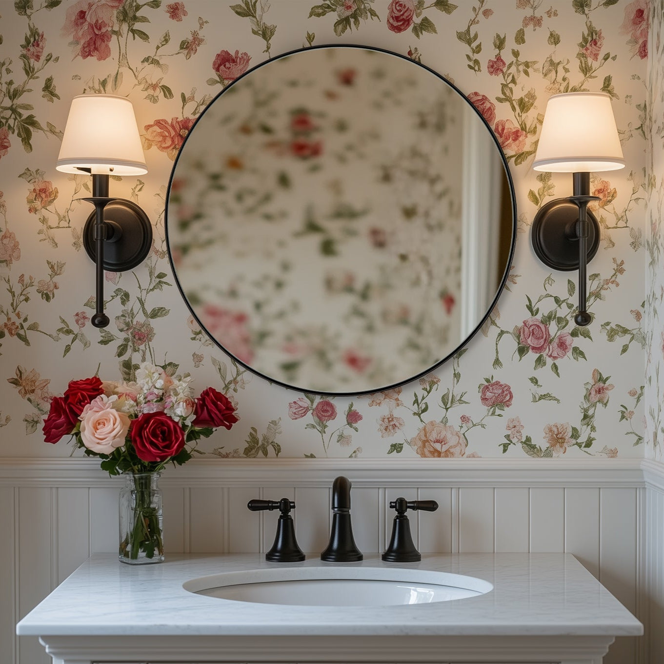 Open Box Like New: Modern Round Vanity Wall Mirrors For Bathroom