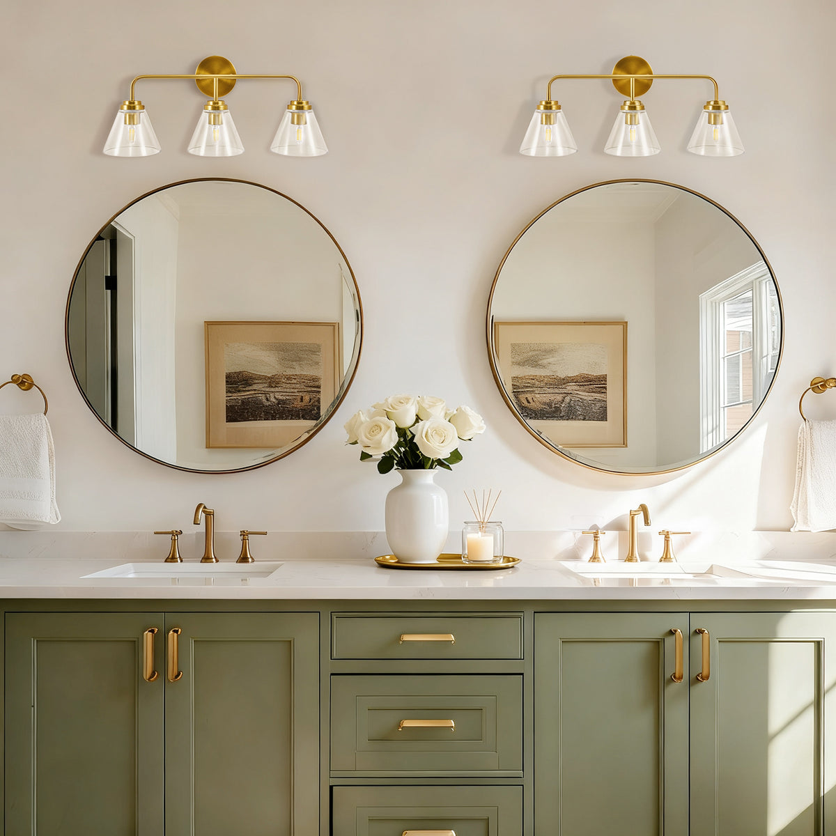 Modern Clear Cone Glass Shade Bathroom Vanity Light
