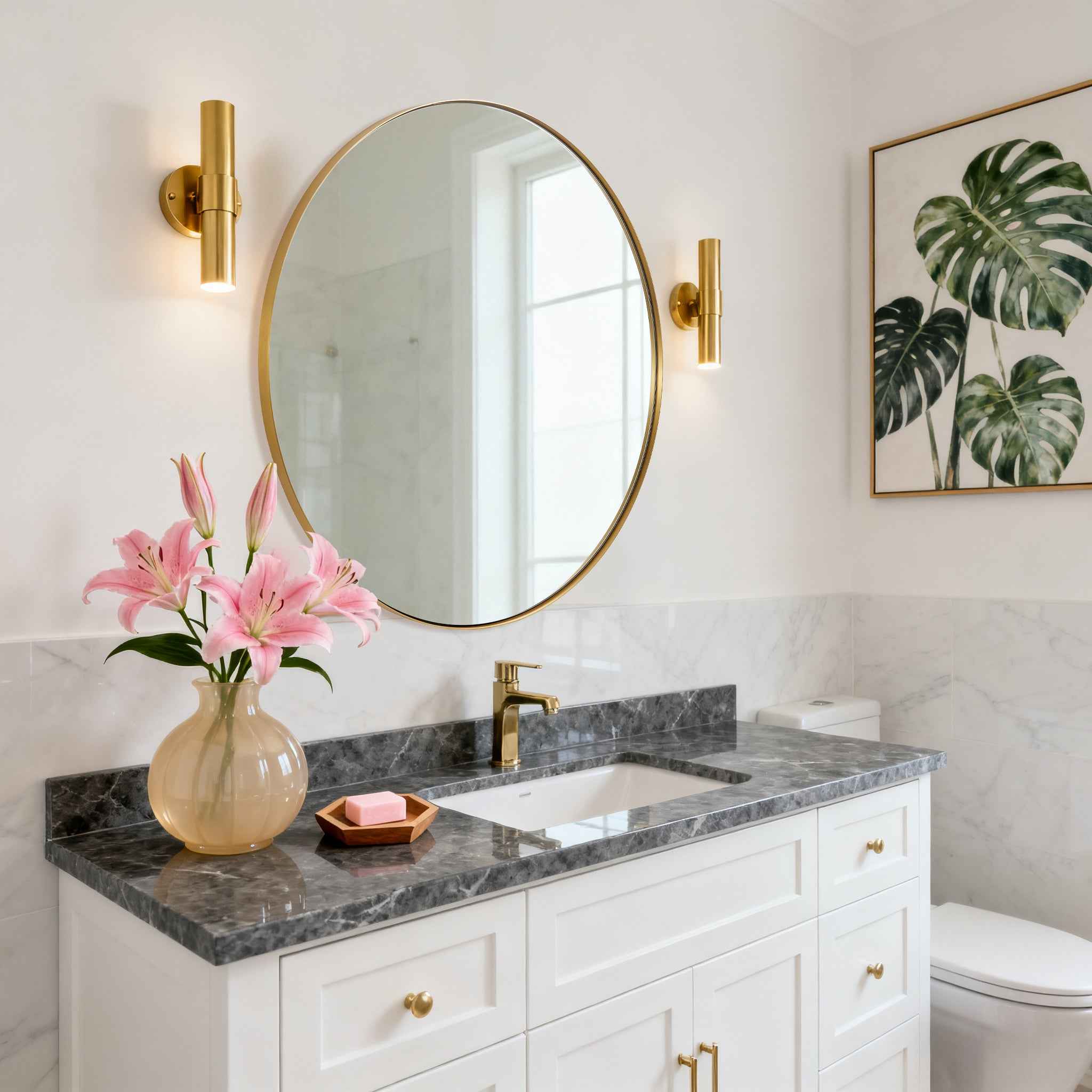 Contemporary Round Bathroom Mirrors Circle Wall Mirrors | Stainless Steel Frame