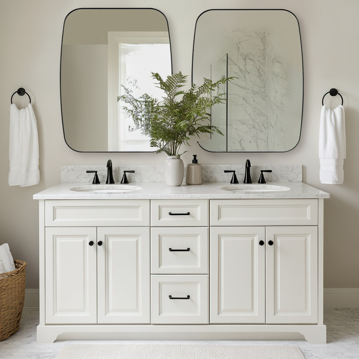 Modern Oblong Bathroom Mirror Long Oval Mirror | Stainless Steel Frame