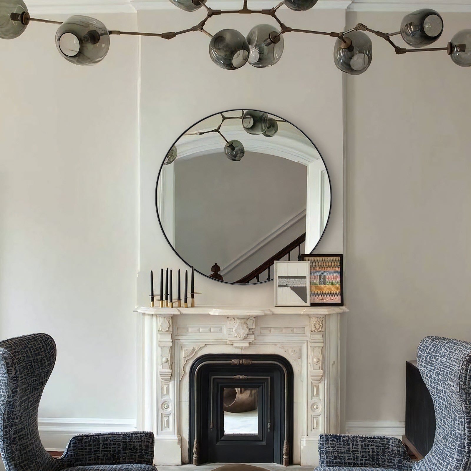 Contemporary Round Bathroom Mirrors Circle Wall Mirrors | Stainless Steel Frame