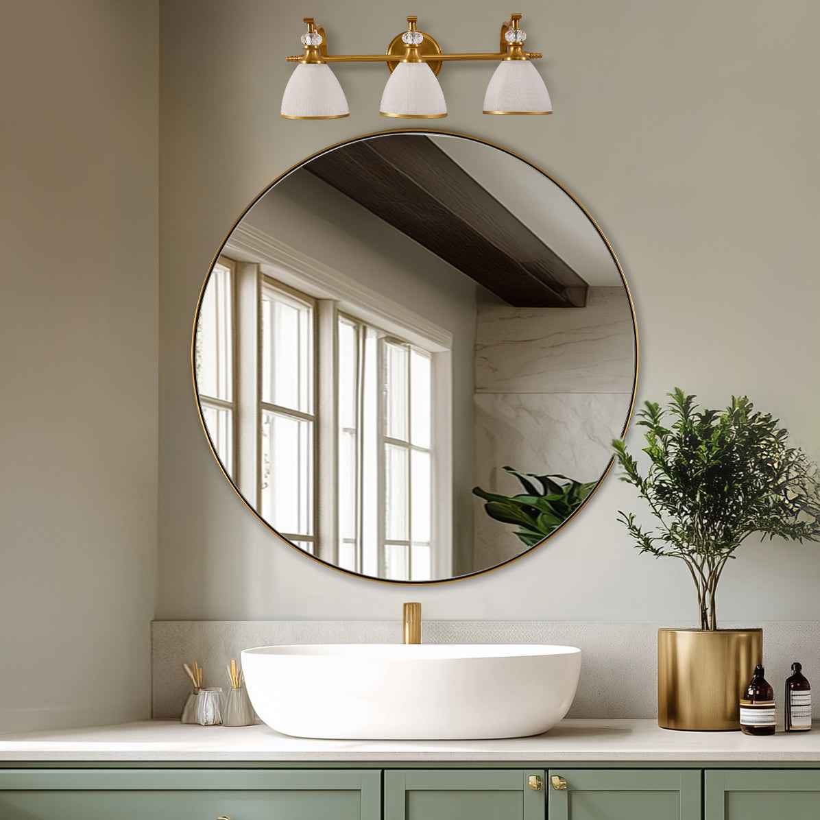 Contemporary Round Bathroom Mirrors Circle Wall Mirrors | Stainless Steel Frame