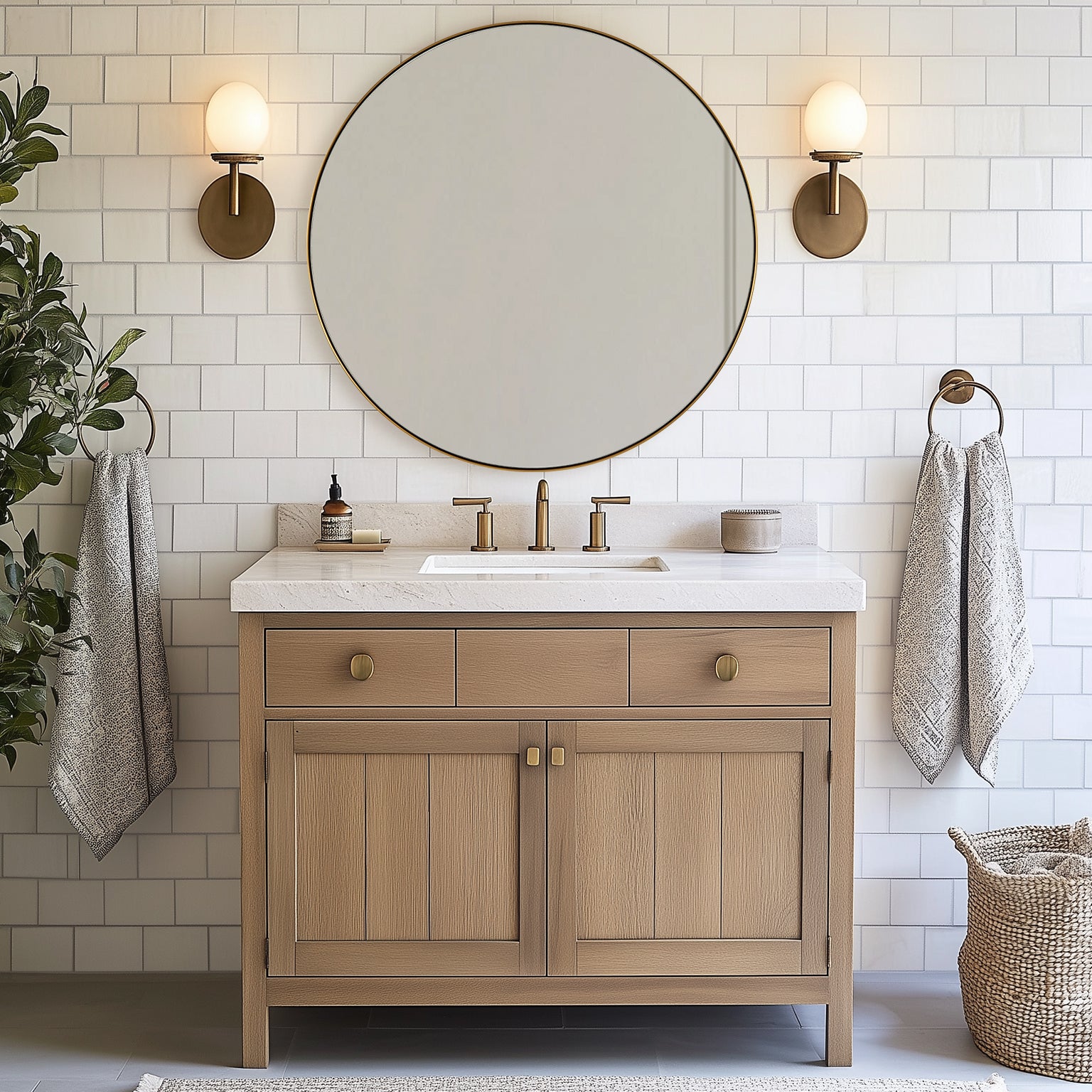 Open Box Like New: Modern Round Vanity Wall Mirrors For Bathroom
