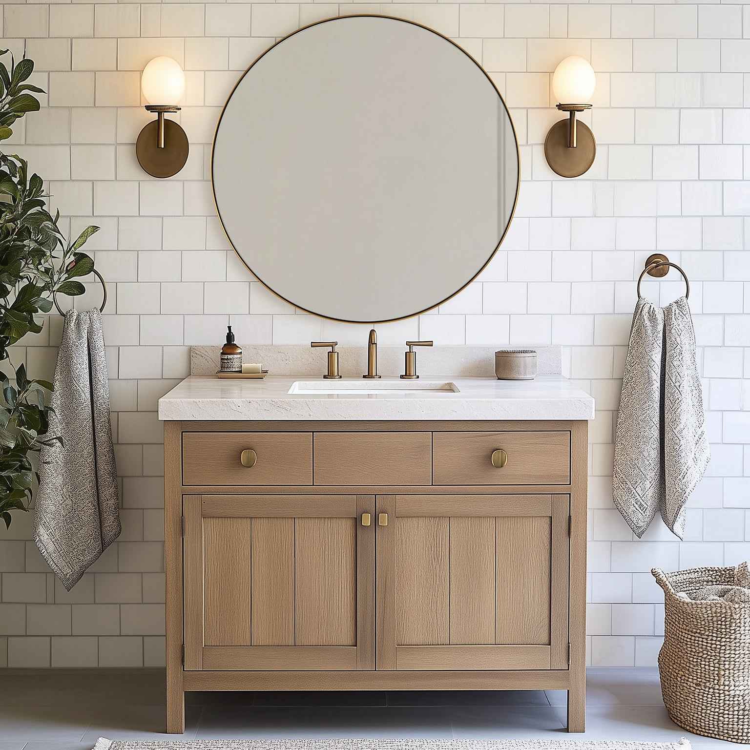 Contemporary Round Bathroom Mirrors Circle Wall Mirrors | Stainless Steel Frame
