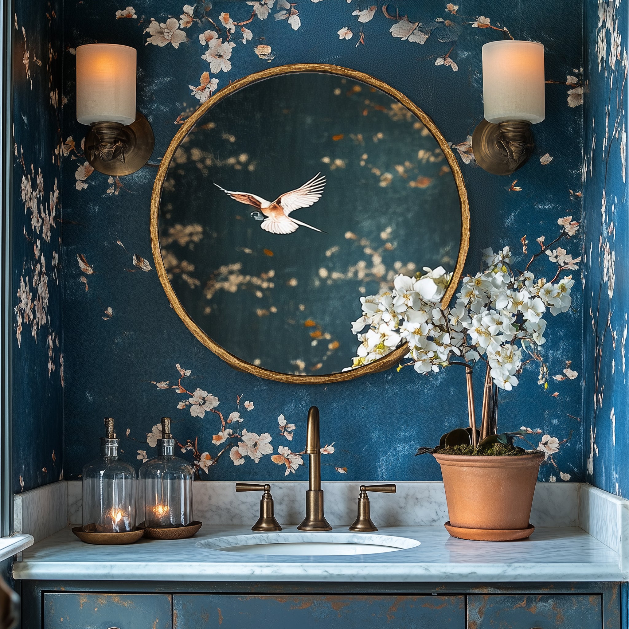 Antique Hand Hammer Forged Iron Mirror Circle Wrought Iron Mirror Round Wall Mirror