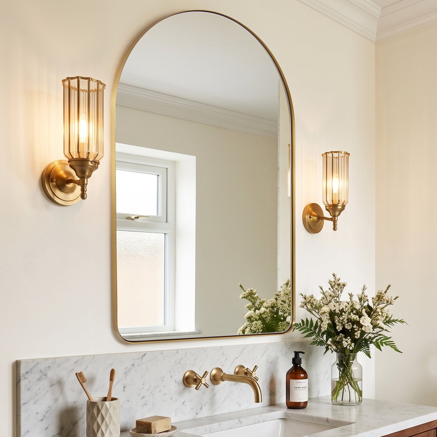 Contemporary Arched Bathroom Vanity Mirror | Stainless Steel Frame