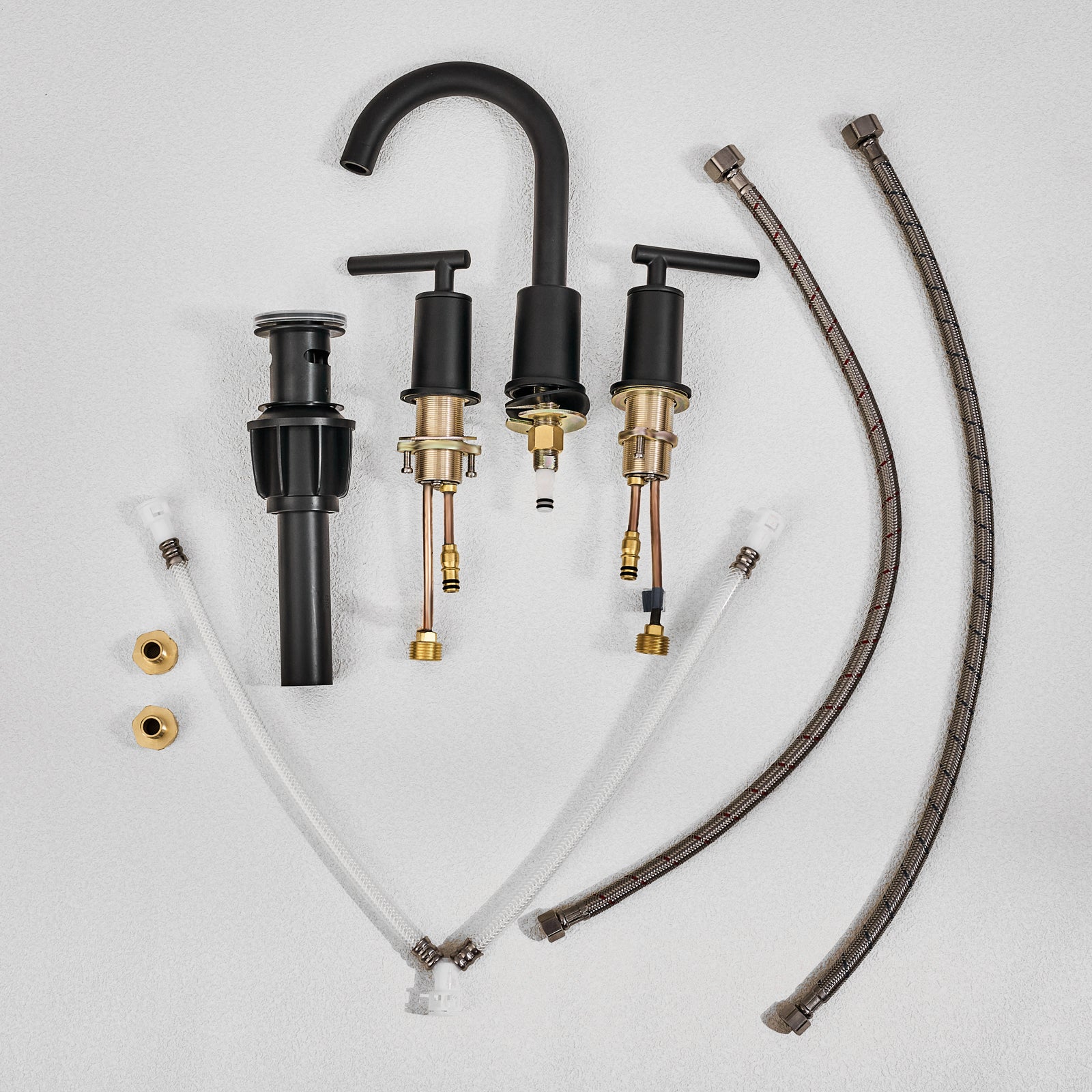 ANDY STAR Bathroom Faucet 3 Hole, 360 Degree Swivel Spout Bathroom Sink Faucet with 2 Level Handle of Hot&Cold Water Control