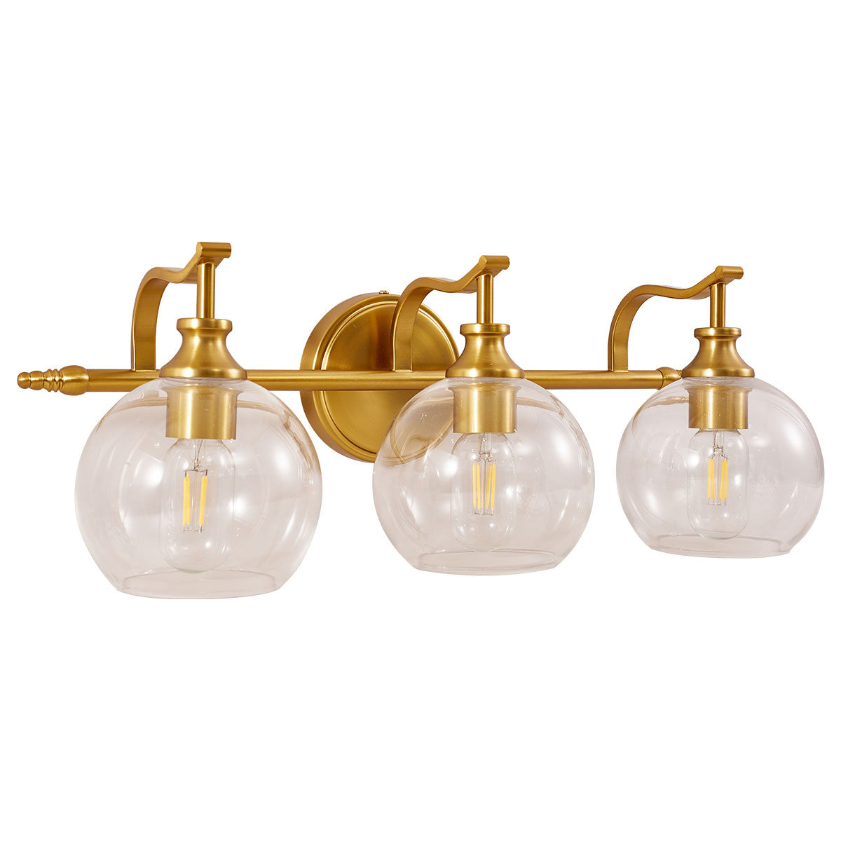 Modern Clear Globe Glass Shade Metal Crank Frame Bathroom Sconces