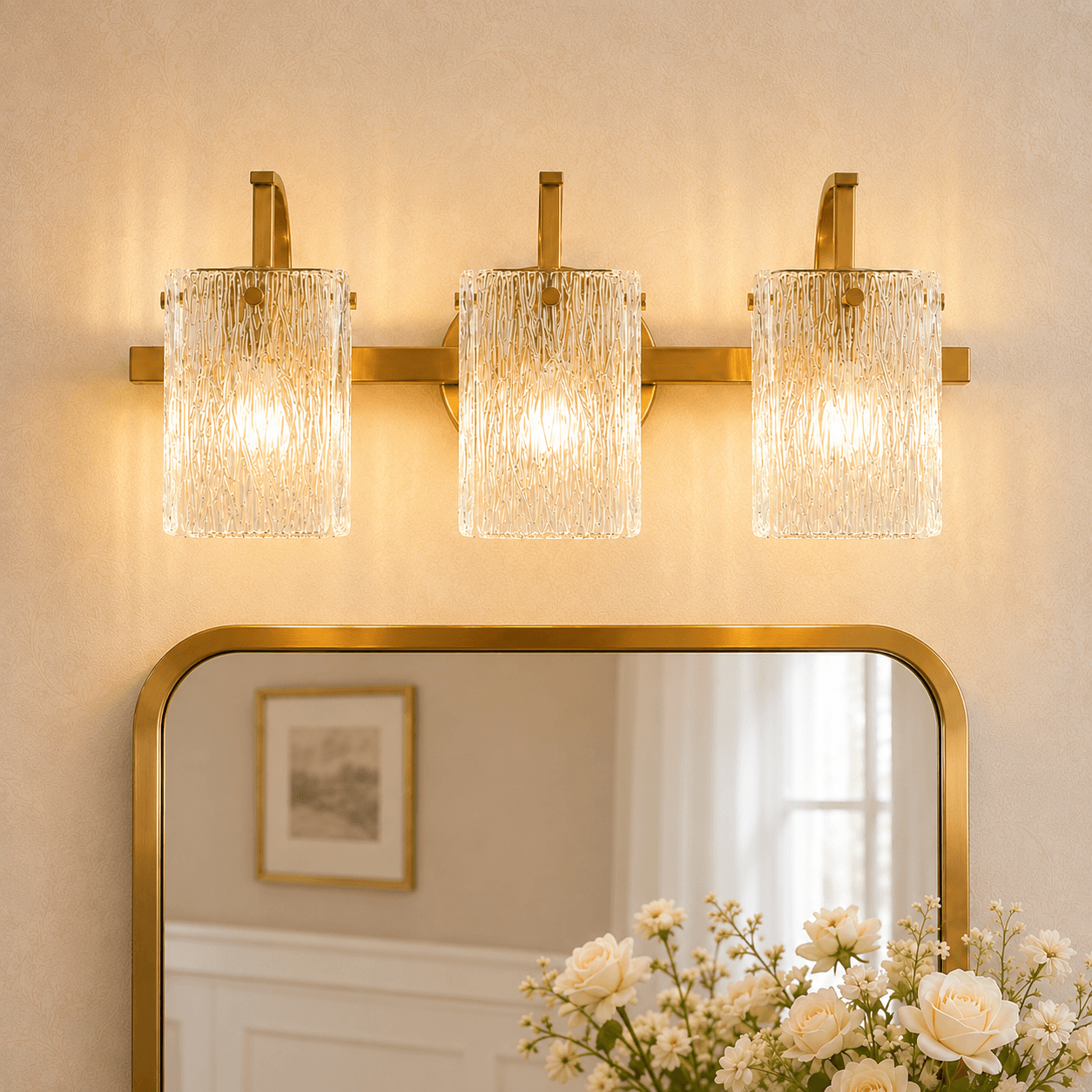 Luxury Textured Glass Shade Bathroom Vanity Light Sconce