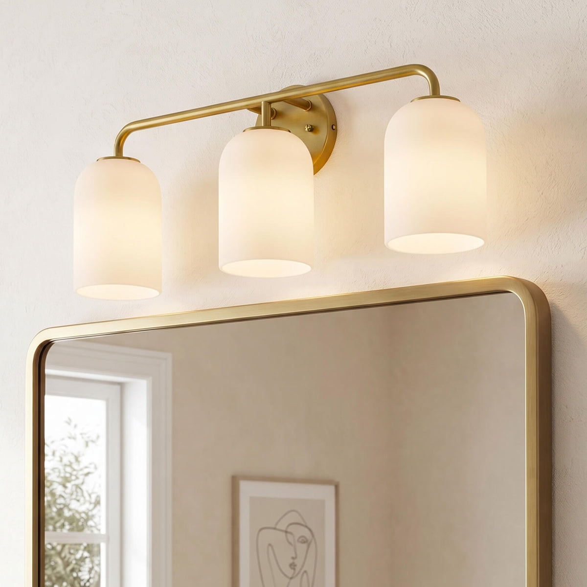 Modern Milk Glass Shade Vanity Light Wall Sconce