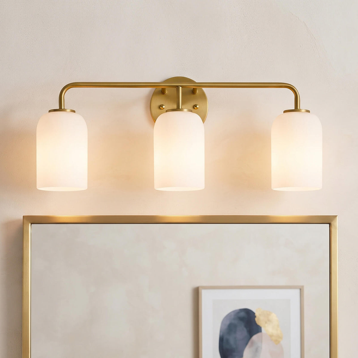 Modern Milk Glass Shade Vanity Light Wall Sconce