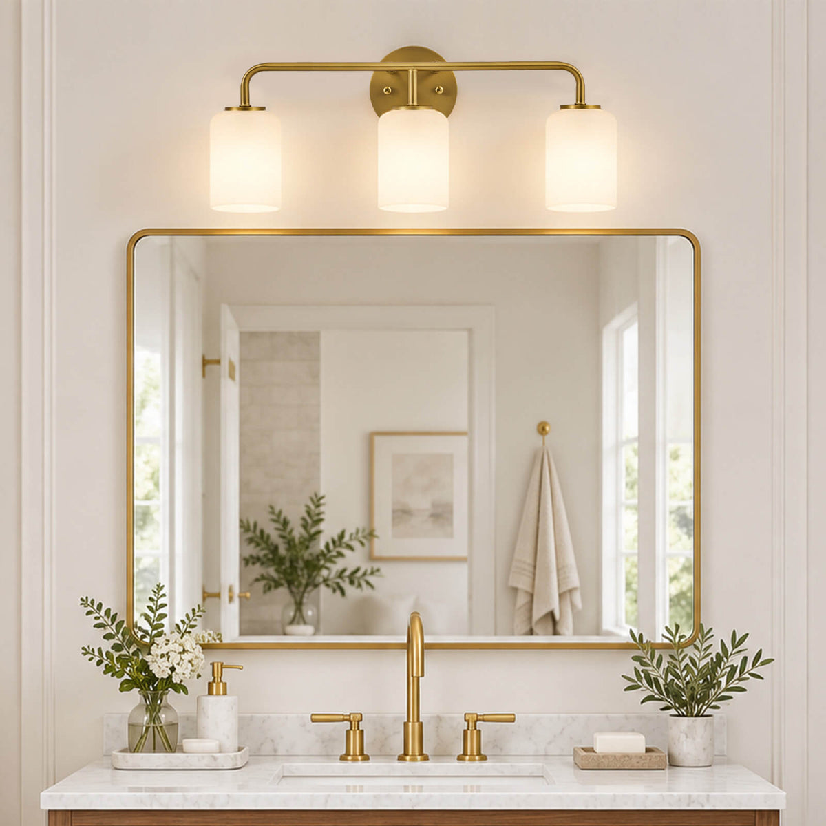 Modern Milk Glass Shade Vanity Light Wall Sconce