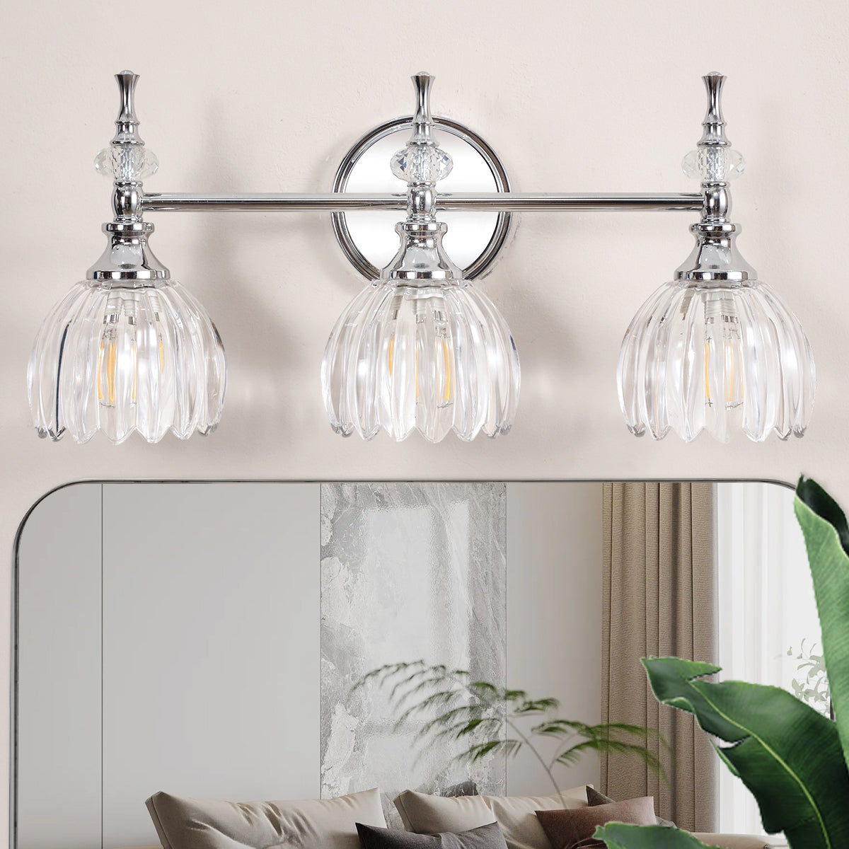Contemporary Bathroom Vanity Light Fixtures with Tulip Glass Shade Sconces for Bath,Bedroom, Hallway