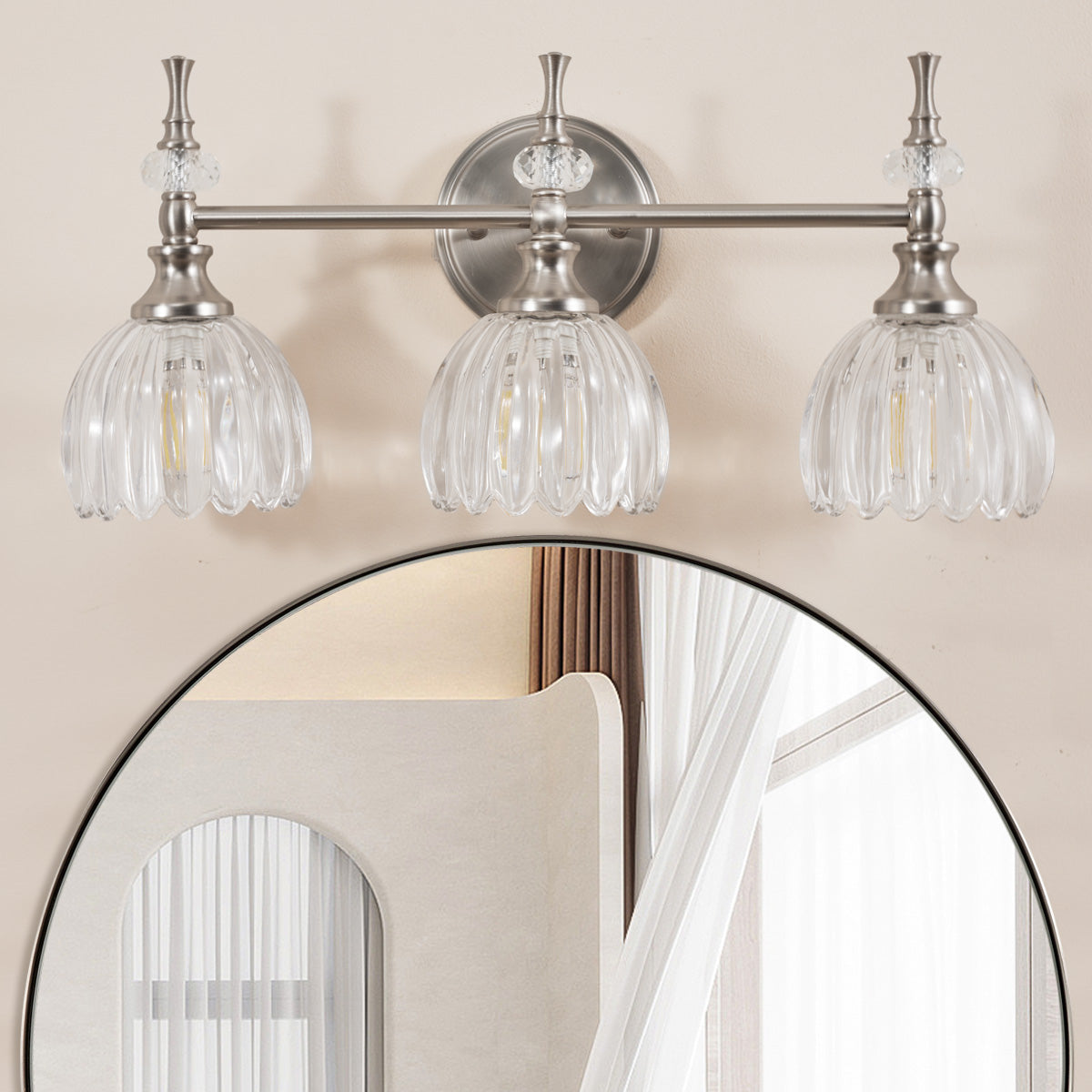 Contemporary Bathroom Vanity Light Fixtures with Tulip Glass Shade Sconces for Bath,Bedroom, Hallway