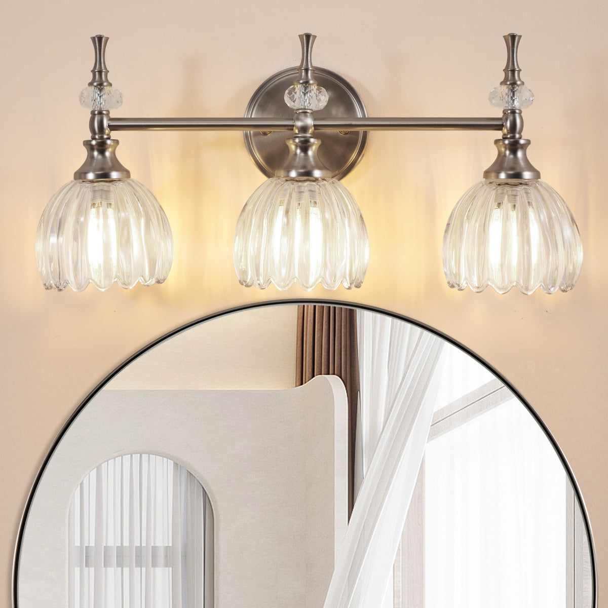 Contemporary Bathroom Vanity Light Fixtures with Tulip Glass Shade Sconces for Bath,Bedroom, Hallway