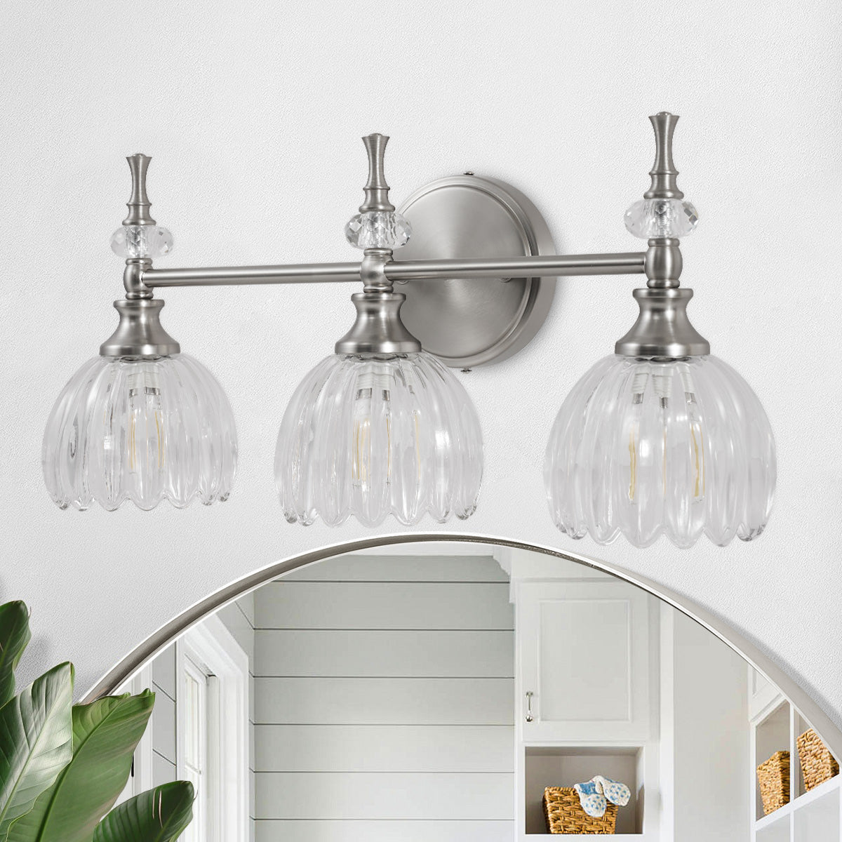Contemporary Bathroom Vanity Light Fixtures with Tulip Glass Shade Sconces for Bath,Bedroom, Hallway