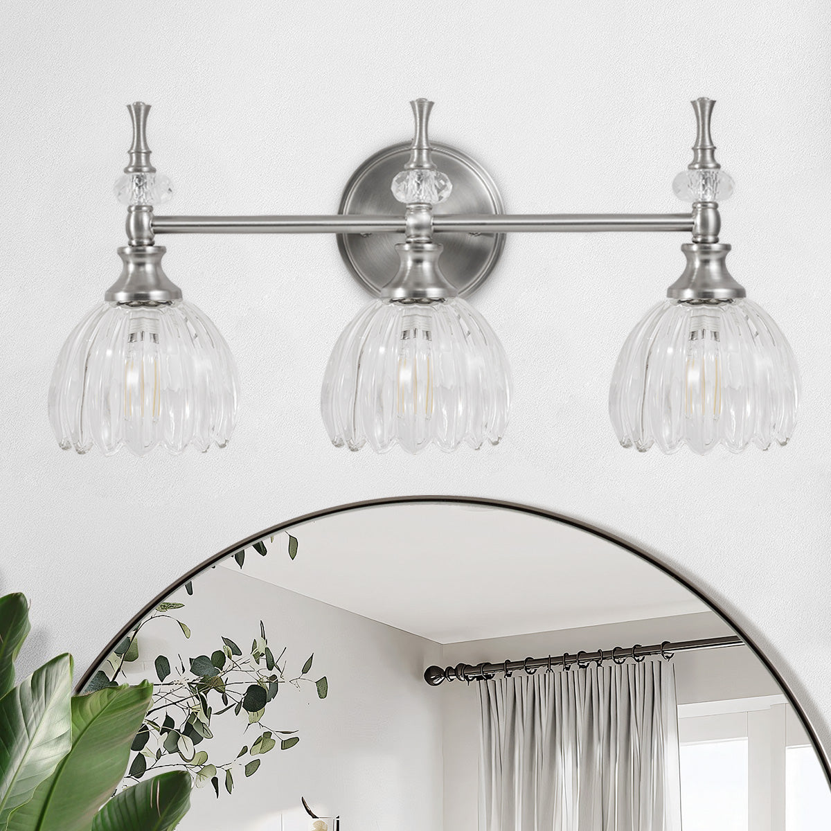 Contemporary Bathroom Vanity Light Fixtures with Tulip Glass Shade Sconces for Bath,Bedroom, Hallway