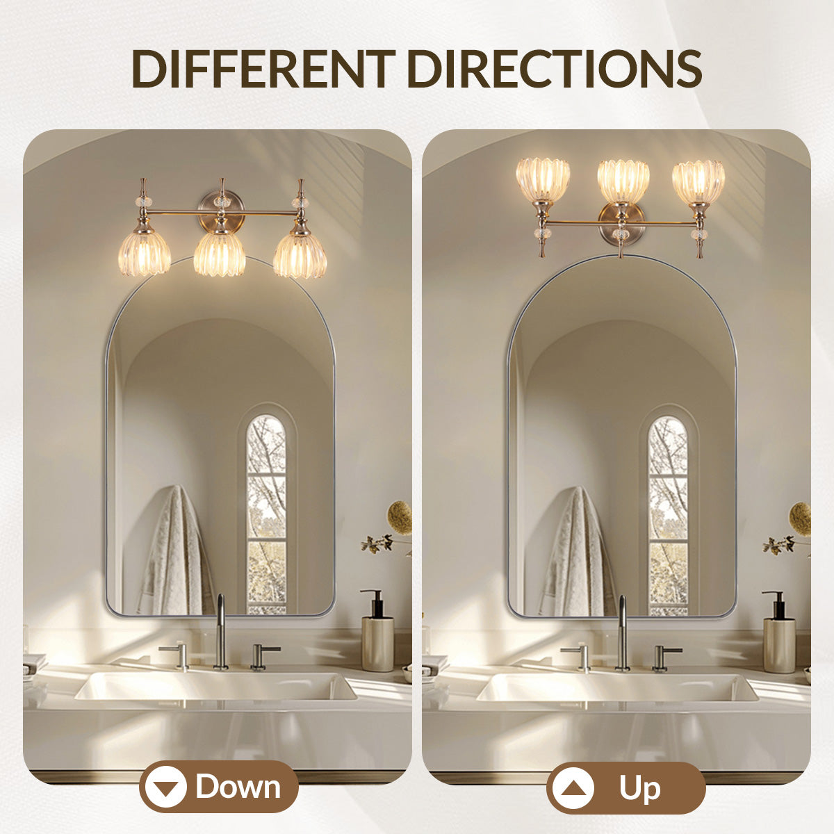 Contemporary Bathroom Vanity Light Fixtures with Tulip Glass Shade Sconces for Bath,Bedroom, Hallway