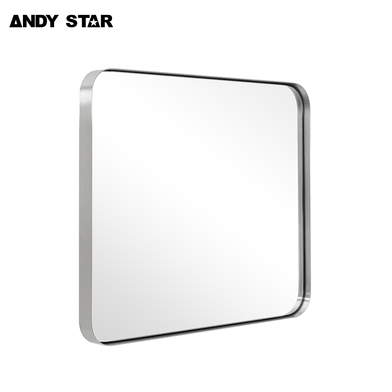 ANDY STAR Square Bathroom Mirror, Wall Decor Circle Mirror with Stainless Steel Frame