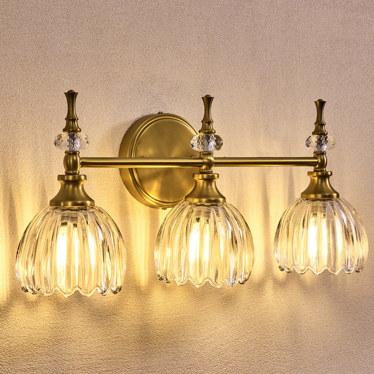 Contemporary Bathroom Vanity Light Fixtures with Tulip Glass Shade Sconces for Bath,Bedroom, Hallway