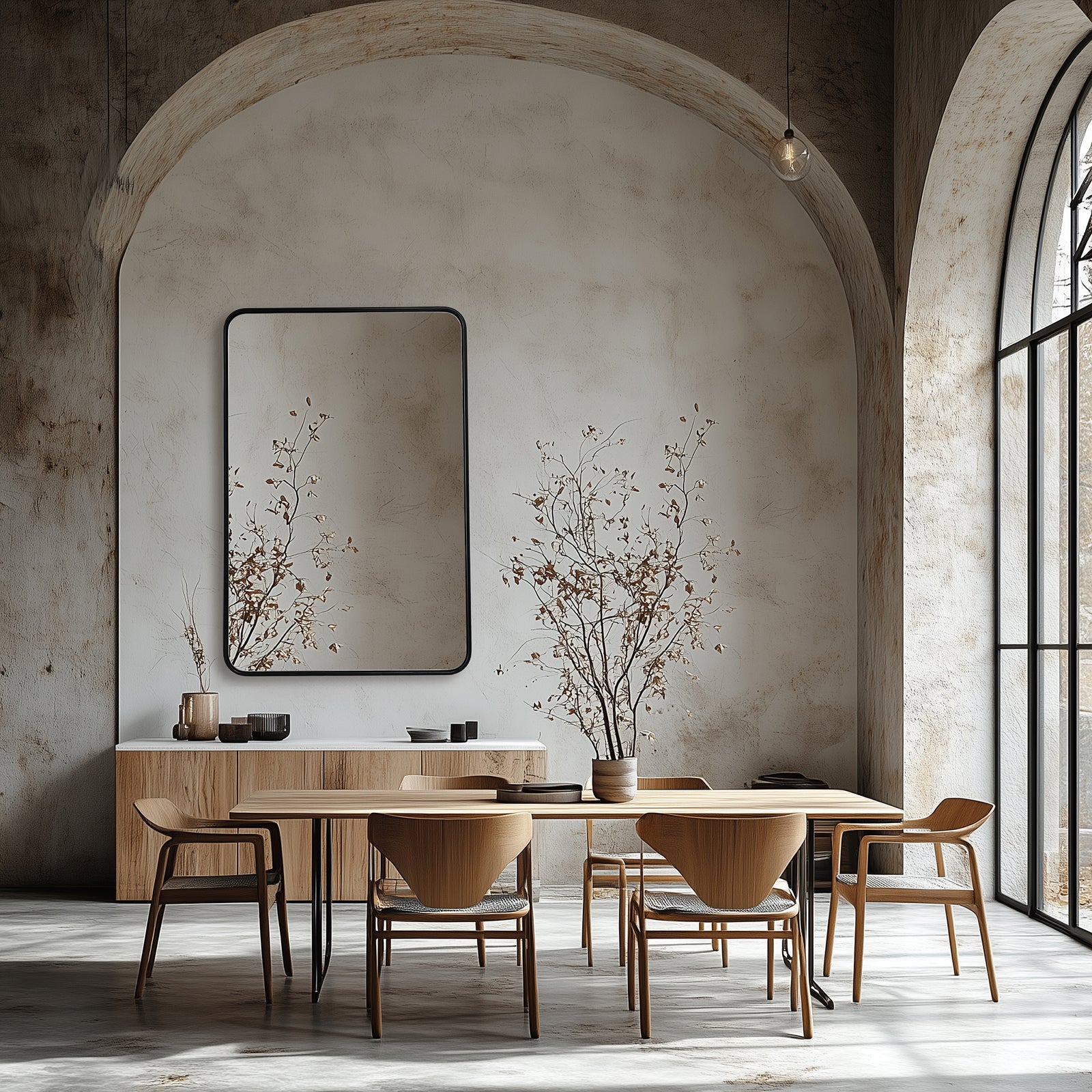 Contemporary Rounded Rectangular Bathroom Mirrors| Stainless Steel Thick Frame