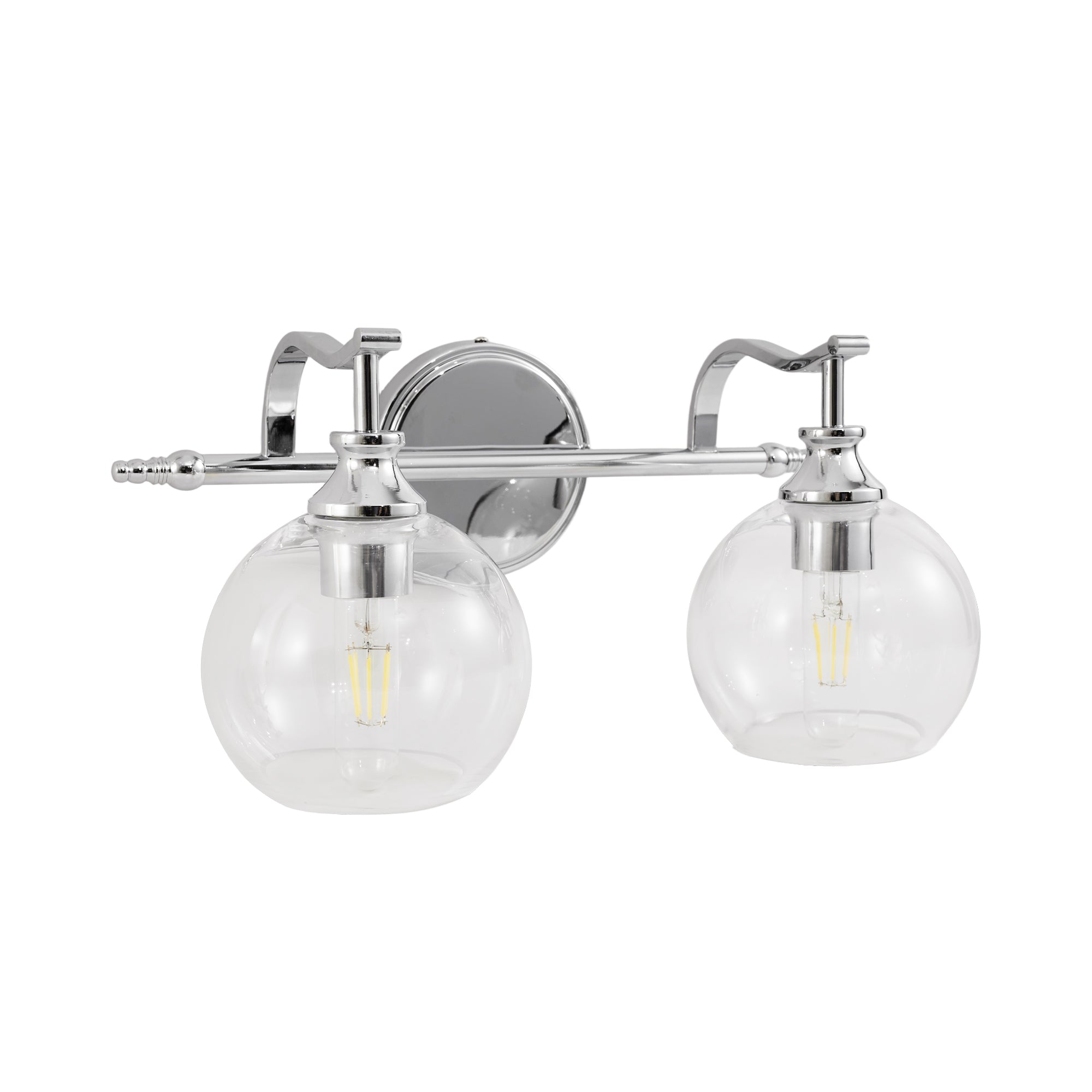 Modern Clear Globe Glass Shade Metal Crank Frame Bathroom Sconces