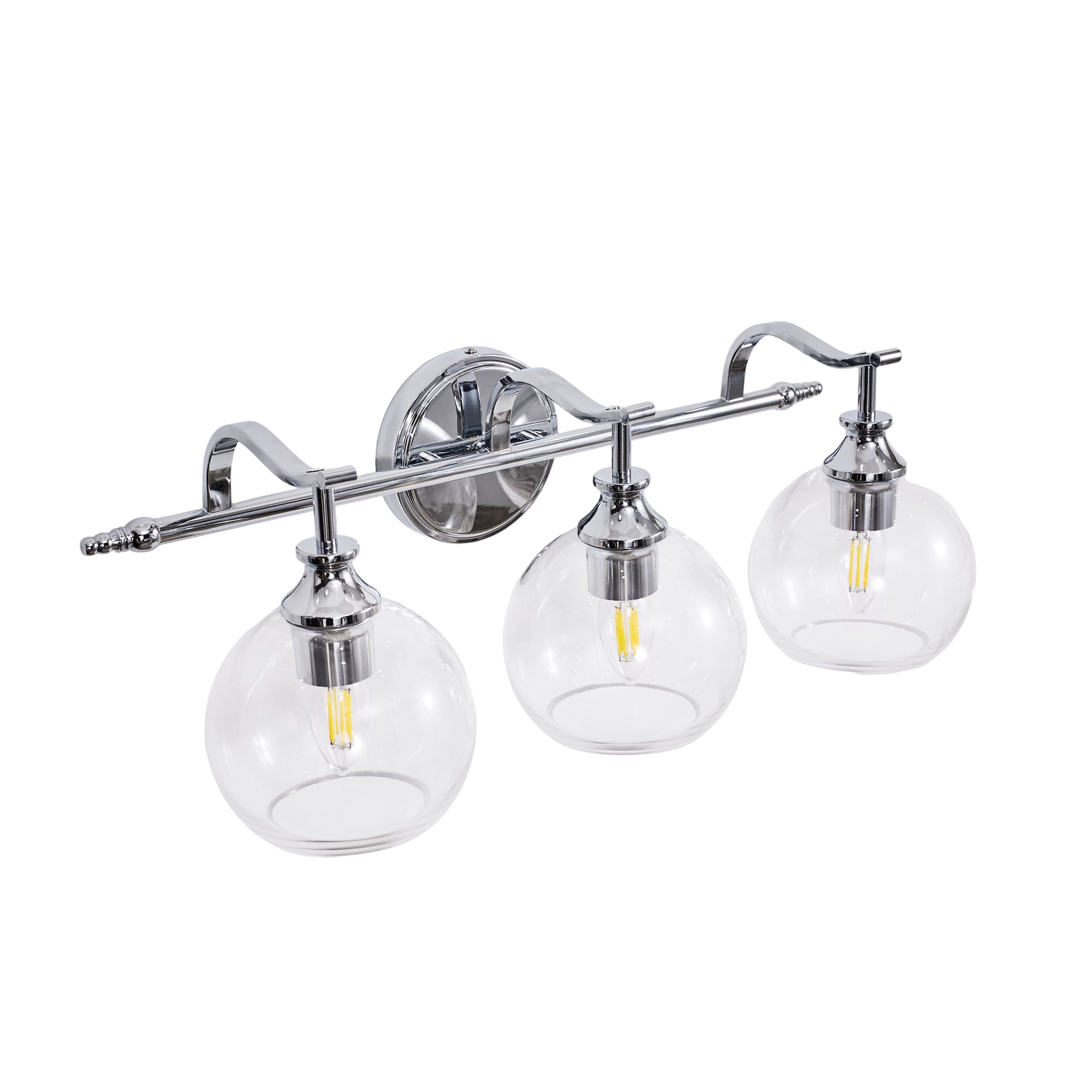 Modern Metal Crank Frame Clear Globe Glass Shade Wall Sconces for Bathroom, Living Room