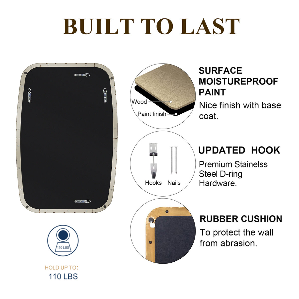 Modern Oblong Bathroom Mirror Long Oval Mirror | Stainless Steel Frame